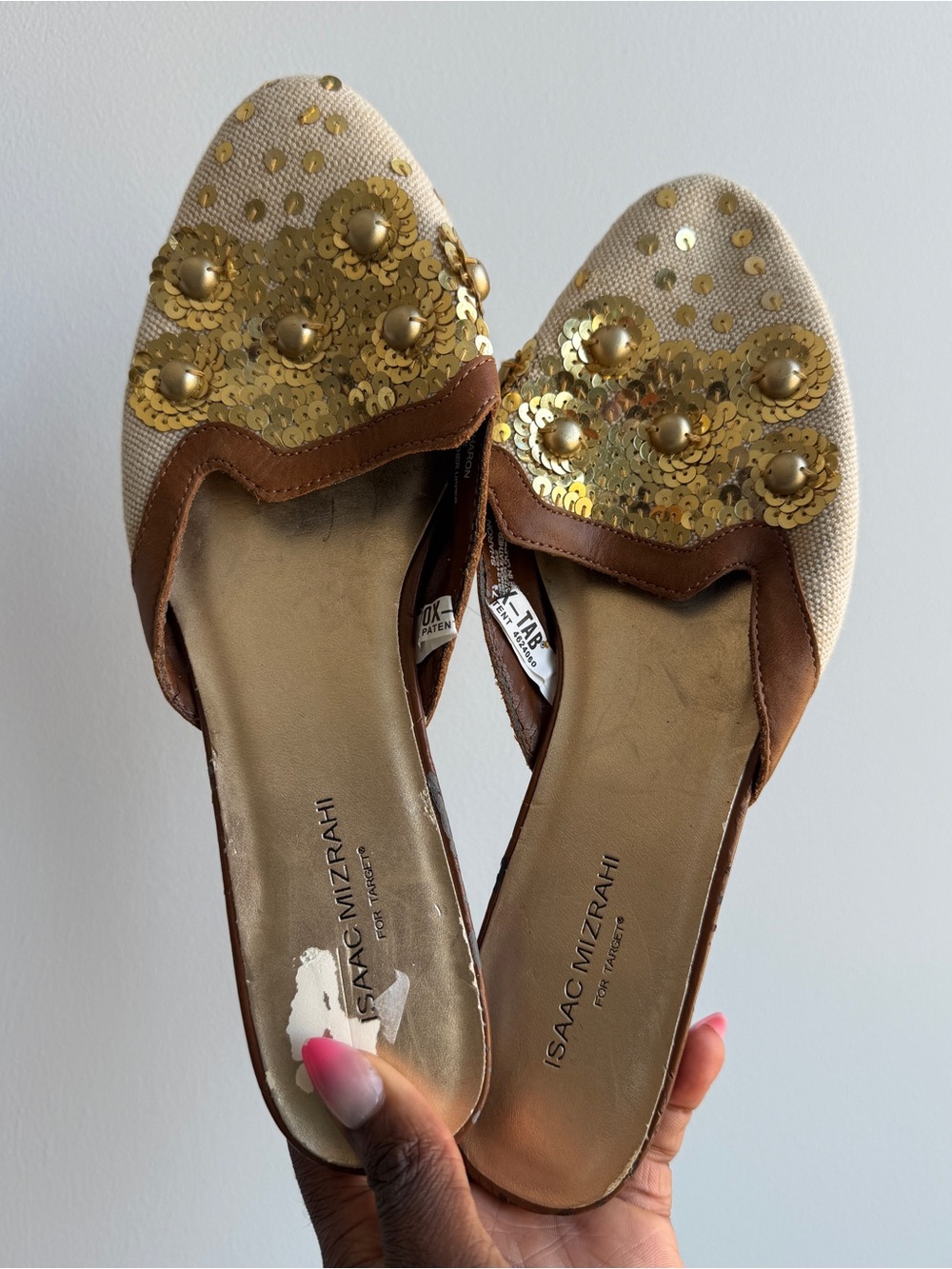 Isaac Mizrahi Gold Sequin Slip-On Flats